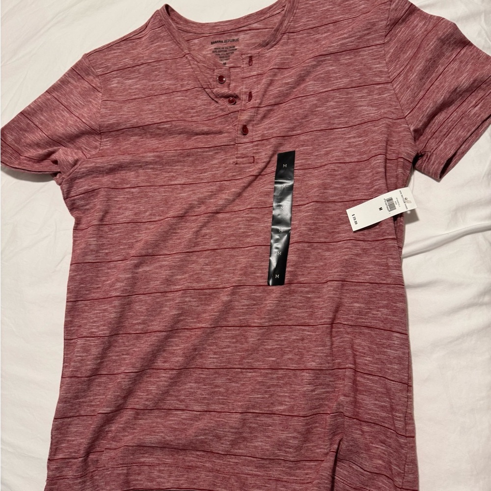 Banana Republic Maroon Striped Henley